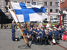 Wind band on the journey of performance in Riga, Latvia in 2004